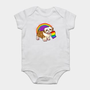 Funny Shih Tzu Dog Rainbow Pride Baby Bodysuit